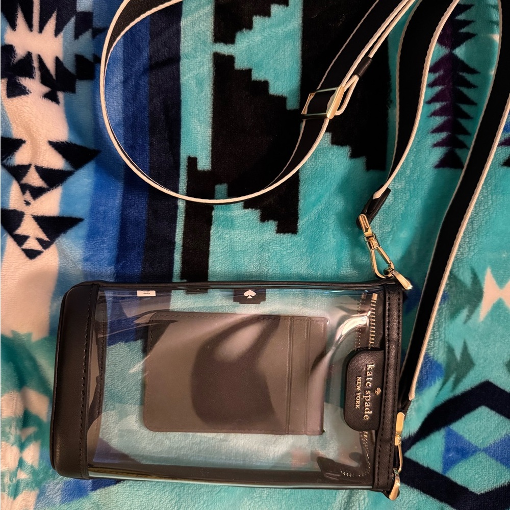 Kate Spade Black and Clear Crossbody with Cardholder